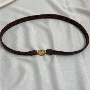 Lauren Ralph Lauren Stylish Brown Braided Belt with Gold Buckle